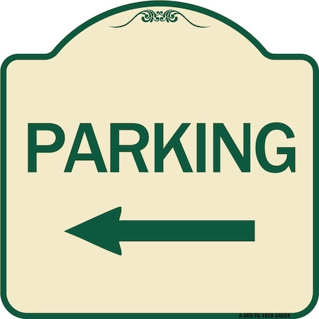 Signmission Parking With Left Arrow Heavy-Gauge Aluminum Architectural Sign, 18" x 18", TG-1818-24624 A-DES-TG-1818-24624